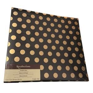 Recollections Scrapbook Photo Memory Book Album 12x12 Black Gold Polka Dot NEW